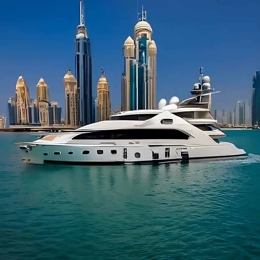 Yacht cruising in Dubai bay